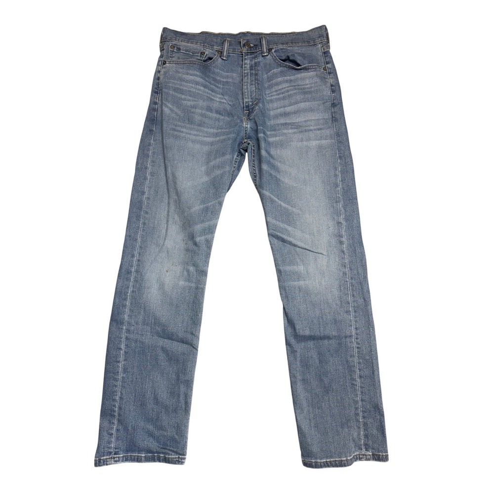 Levis 505 Regular Fit Jeans Mens 34x32 Light Wash Blue Denim Straight Leg